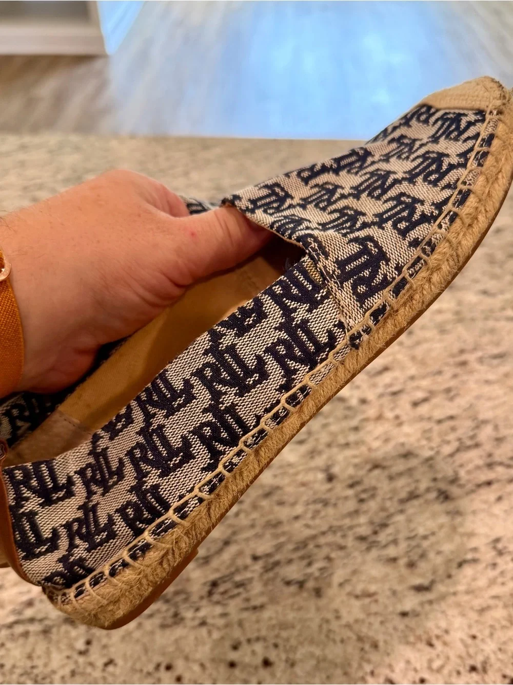 Ralph Lauren Womens Blue Logo Slip On Espadrilles Comfort Shoes Size 9.5